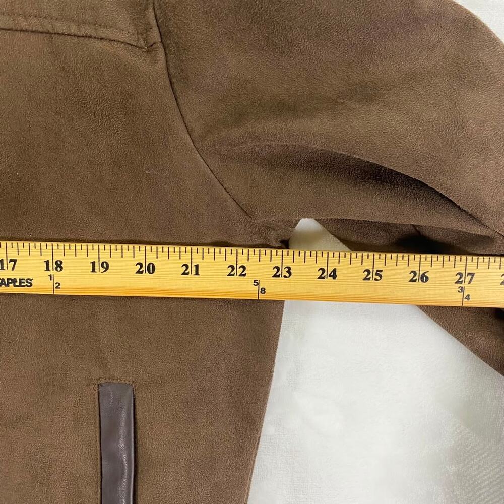 BV Clothing Men's Chocolate Brown Suede/Leather Jacket Flat Collar Sz L - Picture 9 of 10